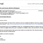 Capture d’écran du courriel de Nicolas Bouche, maire de Lambersart, indiquant en février 2026 que les documents de suivi de rentabilité et de retour sur investissement du projet photovoltaïque n’existent pas et qu’ils seront mis en ligne sur le site de la ville ce qui n'a jamais été fait...